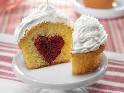 Cupcake with red velvet heart...