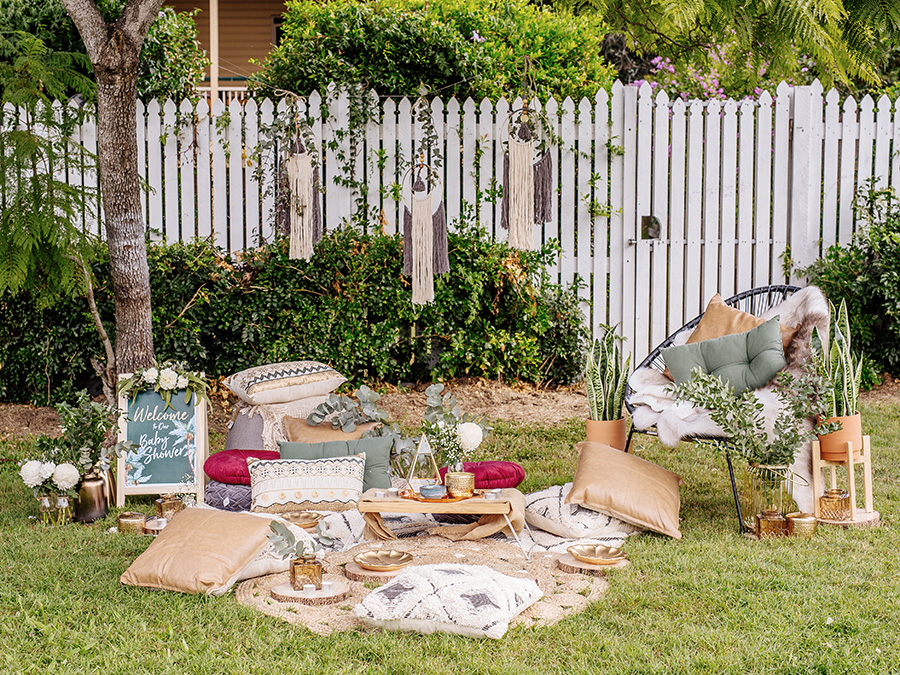 Baby shower outdoor backyard set-up