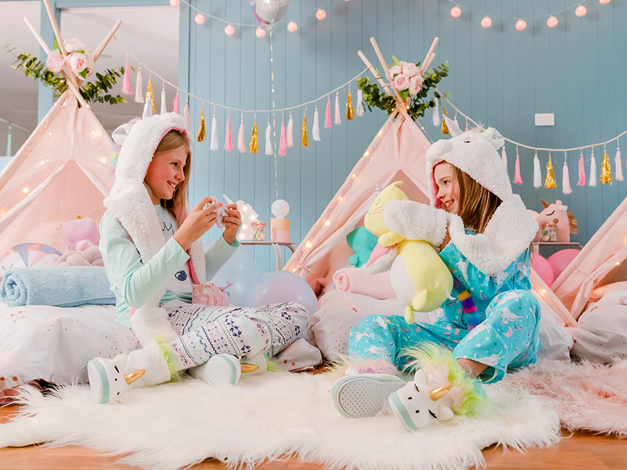 Girls enjoying a slumber party