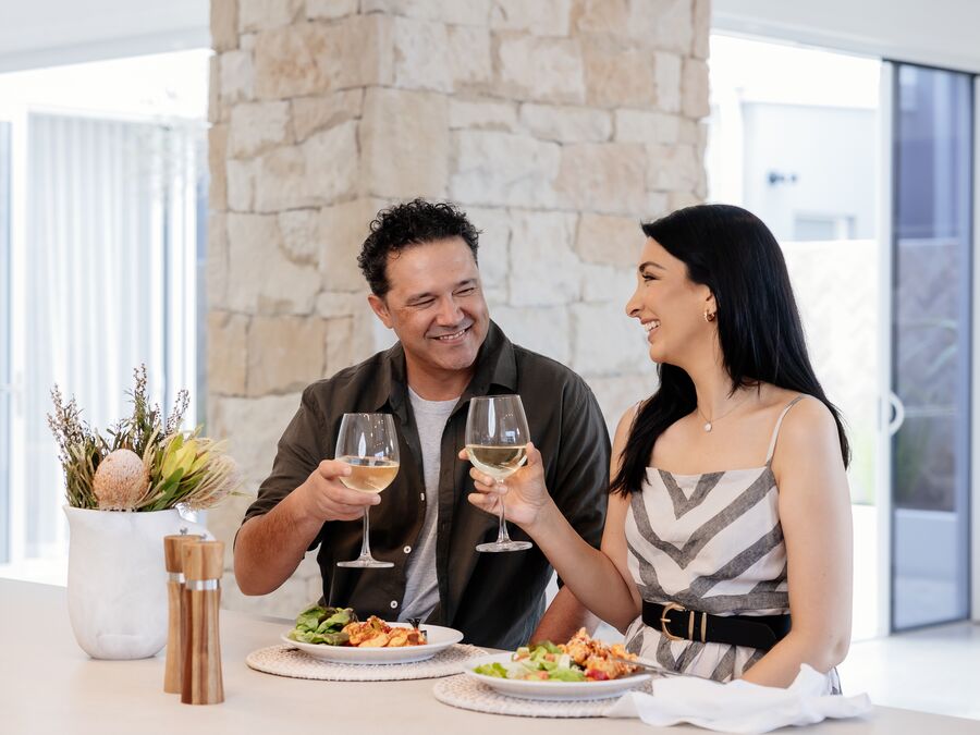 Couple eating at home