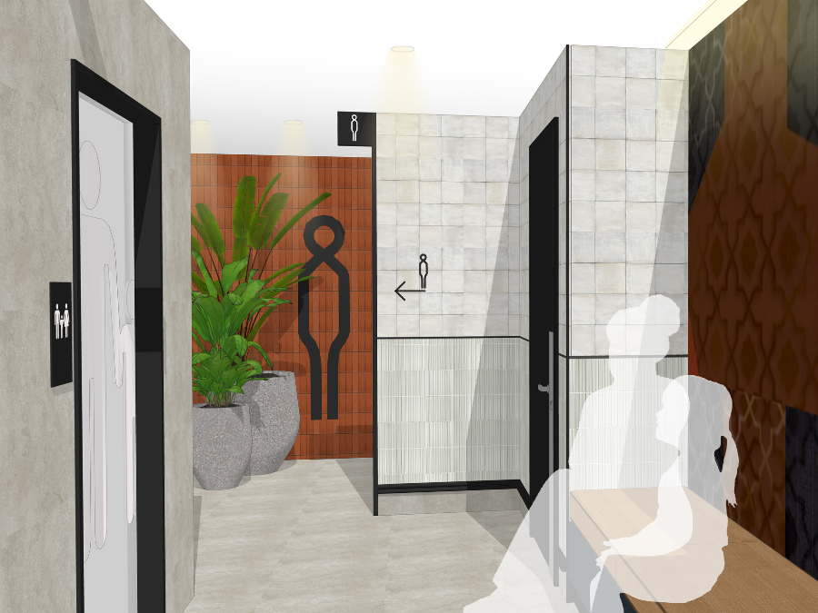 Bathroom render, parents spaces