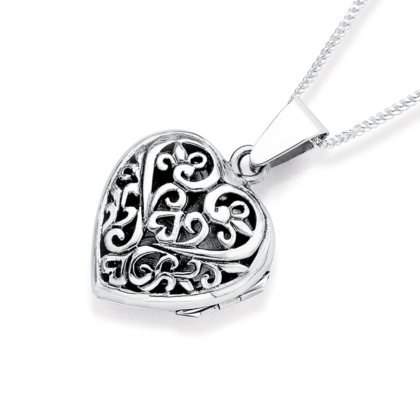 silver filigree locket