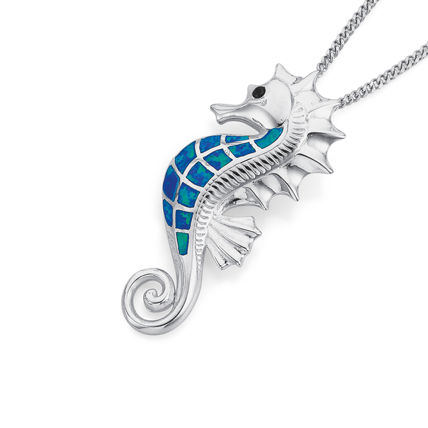 seahorse pendant silver