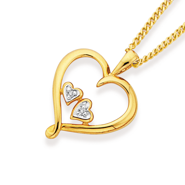 double heart pendant gold