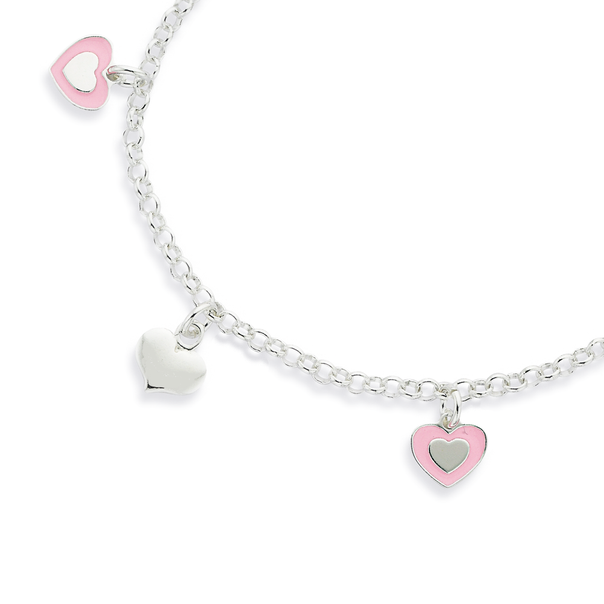 sterling silver heart charm bracelet