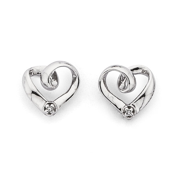 white gold heart studs