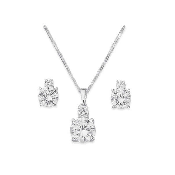 silver pendant earring set