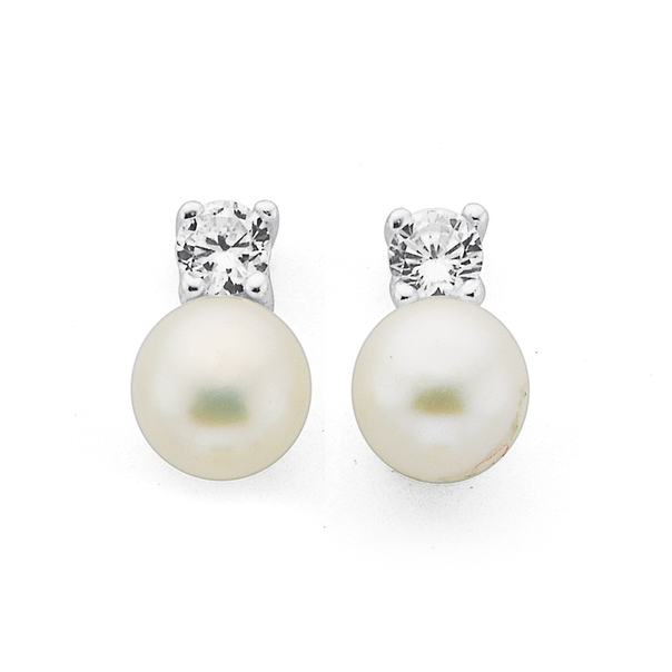 pearl and cubic zirconia earrings