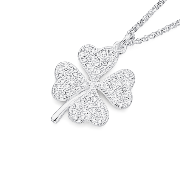 sterling silver four leaf clover pendant